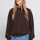 Karen Walker Runaway Girl Organic Cotton Crewneck Sweatshirt - Chocolate Brown