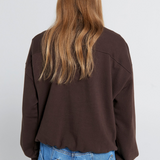 Karen Walker Runaway Girl Organic Cotton Crewneck Sweatshirt - Chocolate Brown