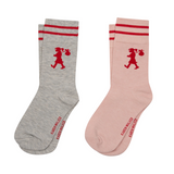 Karen Walker Runaway Girl Socks - Light Grey/Blush/Red