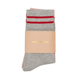 Karen Walker Runaway Girl Socks - Light Grey/Blush/Red