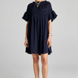 Karen Walker Theia Smocked Mini Dress - Navy/Navy