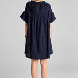 Karen Walker Theia Smocked Mini Dress - Navy/Navy