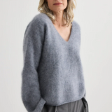 Laing Brushed Cashmere V-Neck - Flannel