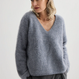 Laing Brushed Cashmere V-Neck - Flannel