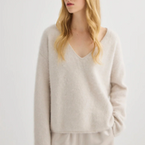 Laing Brushed Cashmere V-Neck - Oyster