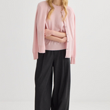 Laing Cashmere Crewneck Cardigan - Blush