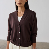 Laing Merino V-Neck Cardigan - Dark Bordeaux