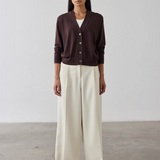 Laing Merino V-Neck Cardigan - Dark Bordeaux