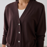 Laing Merino V-Neck Cardigan - Dark Bordeaux