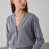 Laing Merino V-Neck Cardigan - Grey Marle