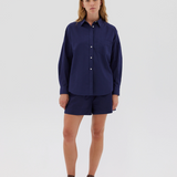 LMND Chiara Long Sleeve Shirt Classic - Navy