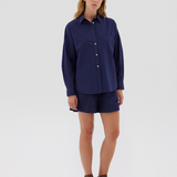 LMND Chiara Long Sleeve Shirt Classic - Navy