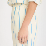 LMND Chiara Long Sleeve Shirt Double Pinstripe - Ink Blue/Ivory