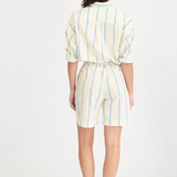 LMND Chiara Long Sleeve Shirt Double Pinstripe - Ink Blue/Ivory