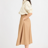 LMND Chiara Long Sleeve Shirt Double Pinstripe - Toffee/Ivory