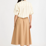 LMND Chiara Long Sleeve Shirt Double Pinstripe - Toffee/Ivory