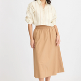 LMND Chiara Long Sleeve Shirt Double Pinstripe - Toffee/Ivory