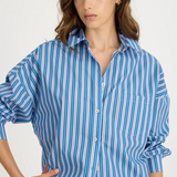 LMND Chiara Long Sleeve Shirt Multi Stripe - Real Teal/Spicy Orange/Blue