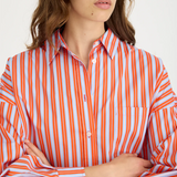 LMND Chiara Long Sleeve Shirt Multi Stripe - Spicy Orange/Himalayan/Blue