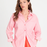 LMND Chiara Long Sleeve Shirt Pinstripe - Pink/Spicy Orange