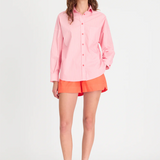 LMND Chiara Long Sleeve Shirt Pinstripe - Pink/Spicy Orange