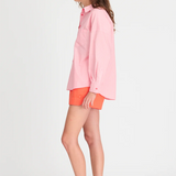 LMND Chiara Long Sleeve Shirt Pinstripe - Pink/Spicy Orange