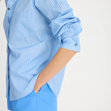 LMND Chiara Long Sleeve Shirt Pinstripe - Powder Blue/Navy