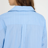LMND Chiara Long Sleeve Shirt Pinstripe - Powder Blue/Navy