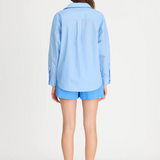 LMND Chiara Long Sleeve Shirt Pinstripe - Powder Blue/Navy