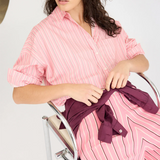 LMND Chiara Long Sleeve Shirt Stripe - Bonbon Stripe