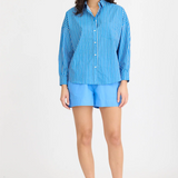 LMND Chiara Long Sleeve Shirt Stripe - Ink Blue Stripe