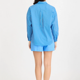 LMND Chiara Long Sleeve Shirt Stripe - Ink Blue Stripe