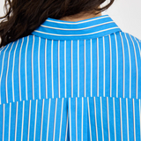 LMND Chiara Long Sleeve Shirt Stripe - Ink Blue Stripe