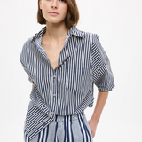 LMND Chiara Long Sleeve Shirt Stripe - Navy/Sponge Natural