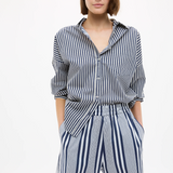 LMND Chiara Long Sleeve Shirt Stripe - Navy/Sponge Natural