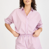 LMND Chiara Long Sleeve Shirt Stripe - Viola/True Red/Cherry