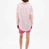 LMND Mara Oversized Long Sleeve Shirt Stripe - Primrose Pink/Natural/True Red