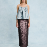 Lovaan Harlow Midi Skirt - Cherry Sequin