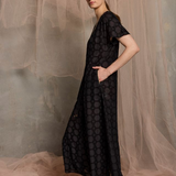 Luxe De Valentina Ionian Drawstring Midi Dress - Black