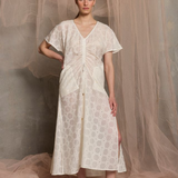 Luxe De Valentina Ionian Drawstring Midi Dress - White