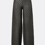 Malina Alissa Wide-Leg Pointelle Knitted Pants - Black Metallic