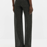 Malina Alissa Wide-Leg Pointelle Knitted Pants - Black Metallic