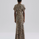 Malina Alivia Short Sleeve Satin Maxi Dress - Moire