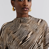 Malina Alivia Short Sleeve Satin Maxi Dress - Moire