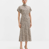 Malina Alivia Short Sleeve Satin Midi Dress - Shaded Dot