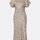 Malina Alivia Short Sleeve Satin Midi Dress - Shaded Dot