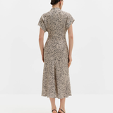 Malina Alivia Short Sleeve Satin Midi Dress - Shaded Dot