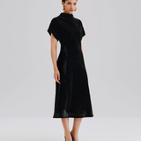 Malina Alivia Velvet Midi Dress - Black