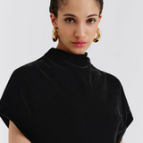 Malina Alivia Velvet Midi Dress - Black