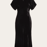 Malina Alivia Velvet Midi Dress - Black